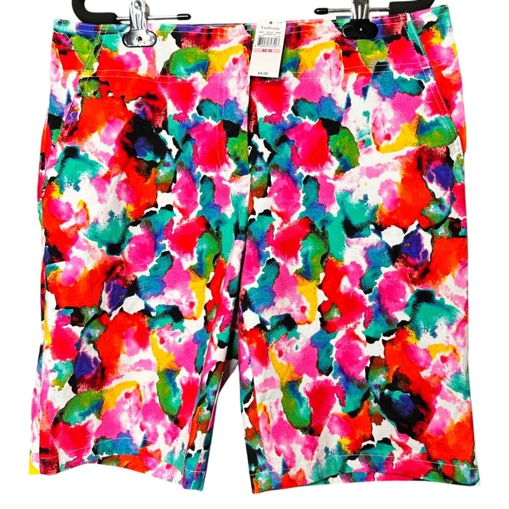 NWT IZOD GOLF Floral Multicolor Abstract Print Stretch Shorts 10 Outdoor Sport